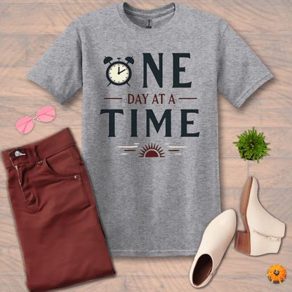 Inspire and Motivate, Uplifting T-shirt with quote: "One Day At A Time"