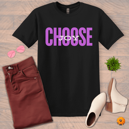 Inspire and Motivate, Uplifting T-shirt with quote: "Choose Joy"