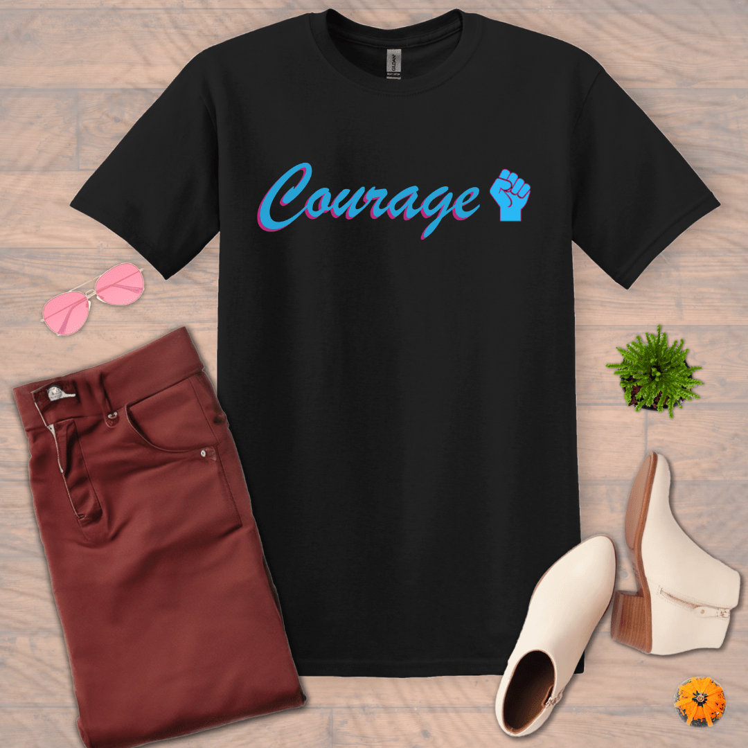 Inspire and Motivate, Uplifting T-shirt with quote: "Courage"