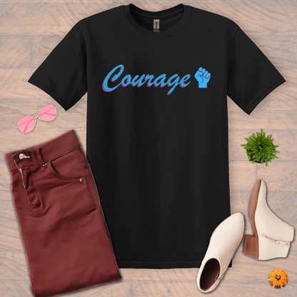 Inspire and Motivate, Uplifting T-shirt with quote: "Courage"