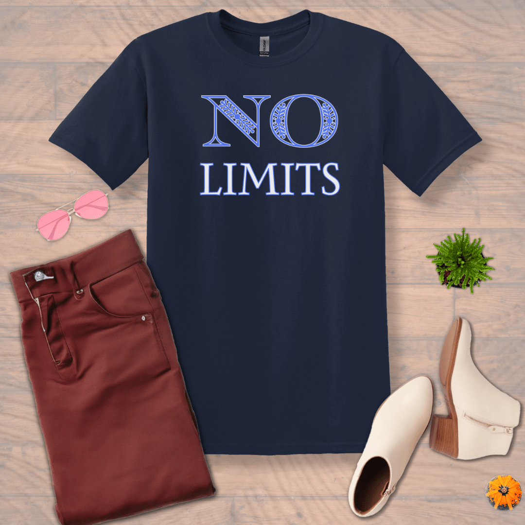 Inspire and Motivate, Uplifting T-shirt with quote: "NO Limits"