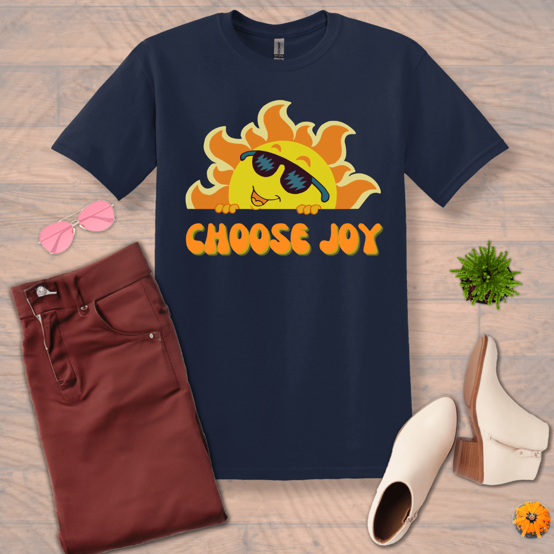 Inspire and Motivate, Uplifting T-shirt with quote: "Choose Joy"