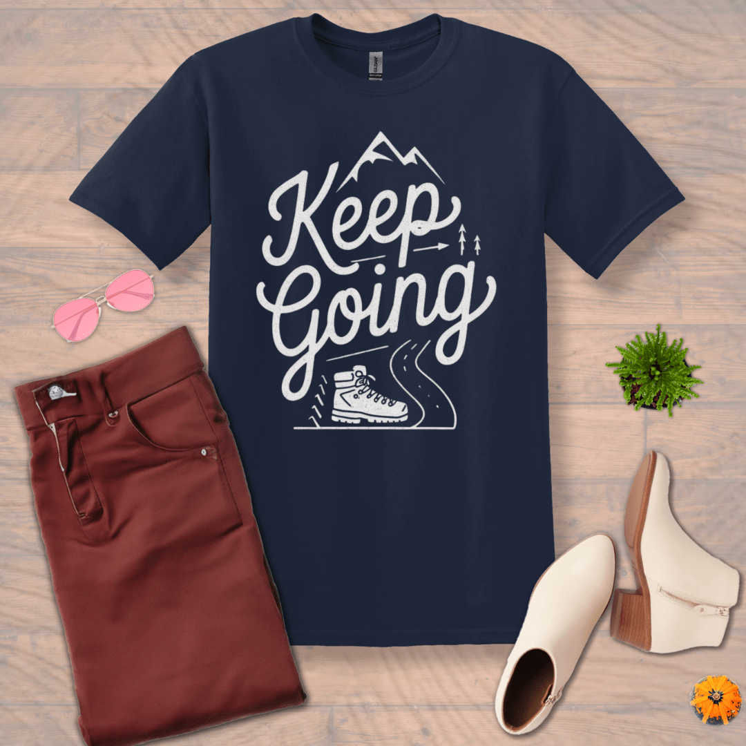 Inspire and Motivate, Uplifting T-shirt with quote: "Keep Going"