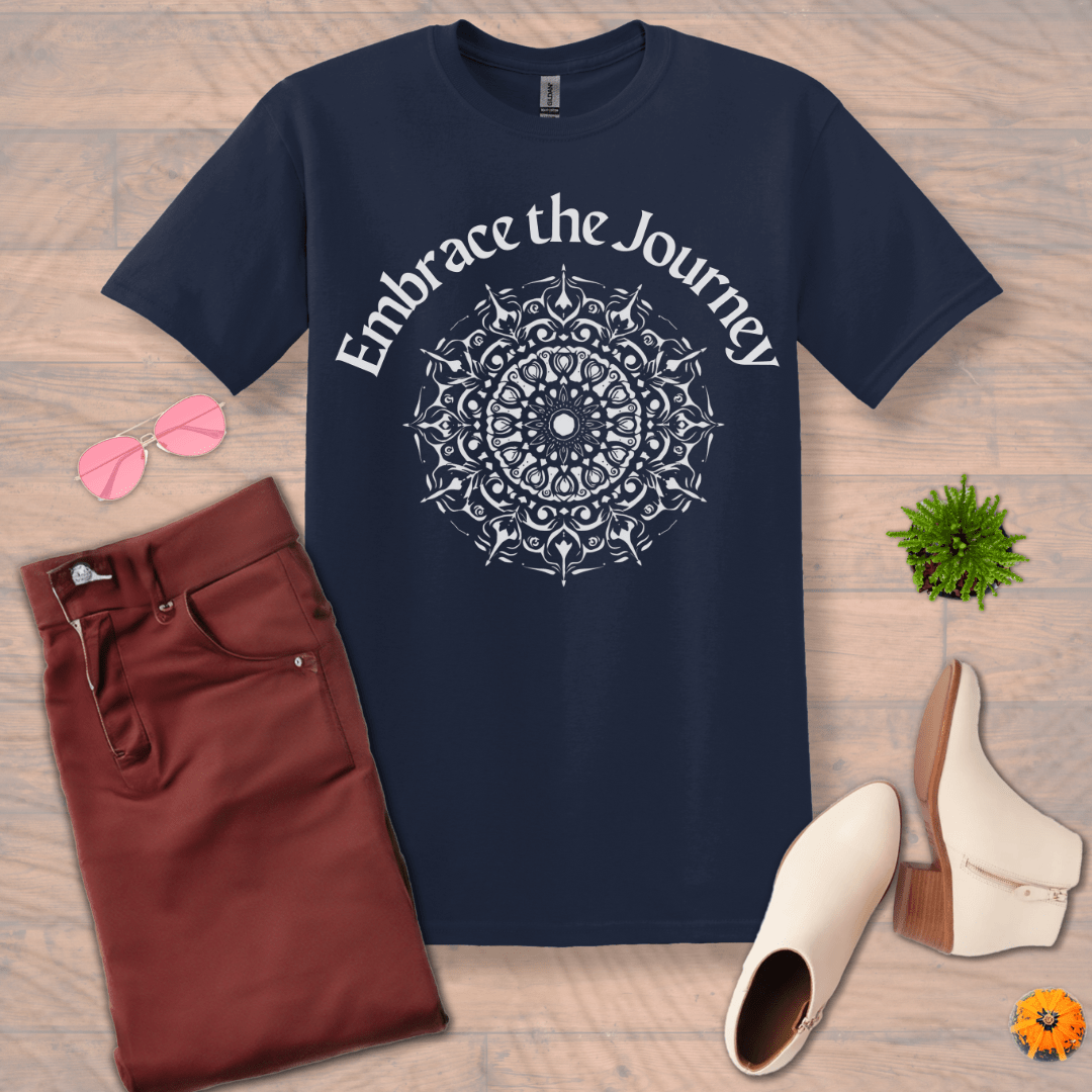 Inspire and Motivate, Uplifting T-shirt with quote: "Embrace The Journey"