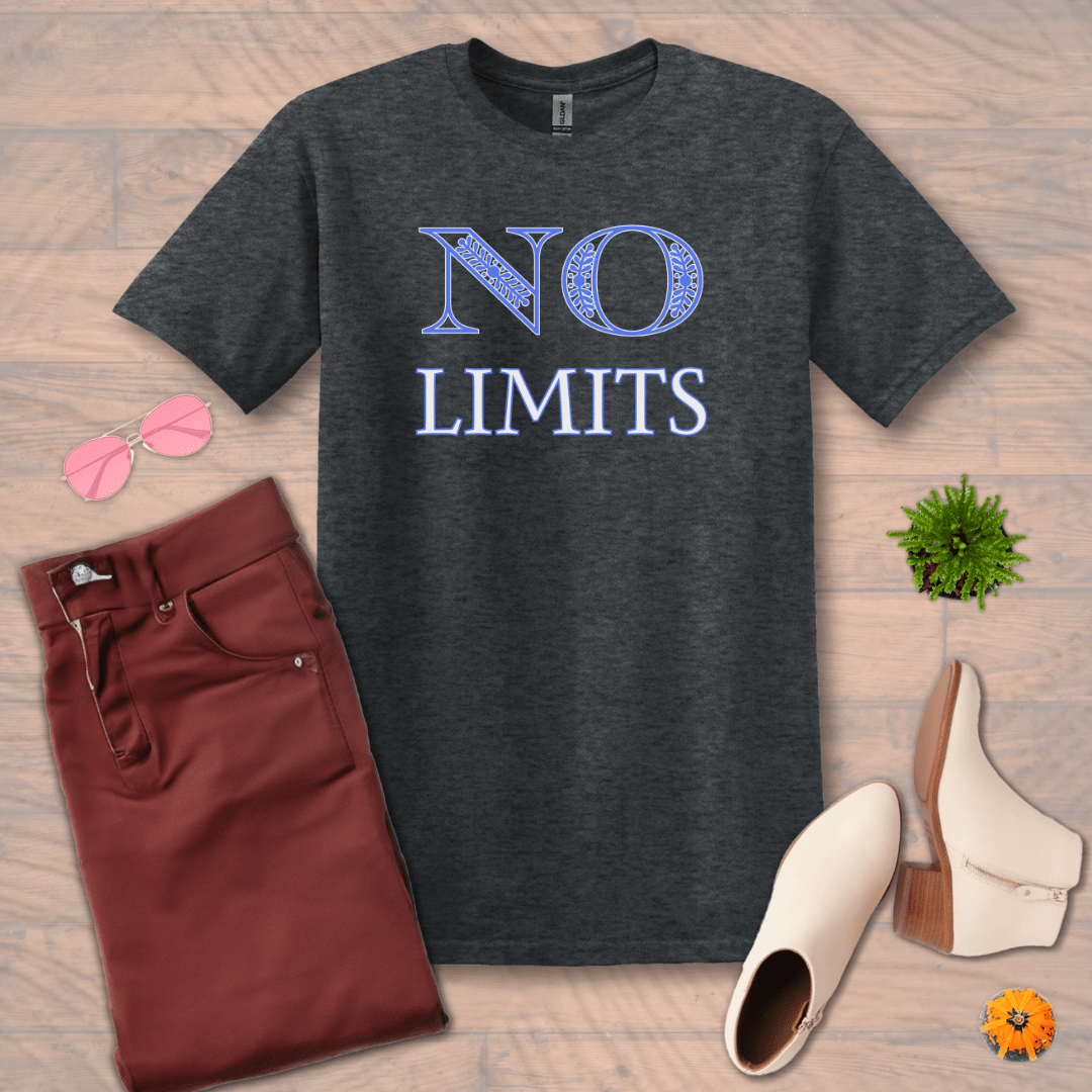 Inspire and Motivate, Uplifting T-shirt with quote: "NO Limits"