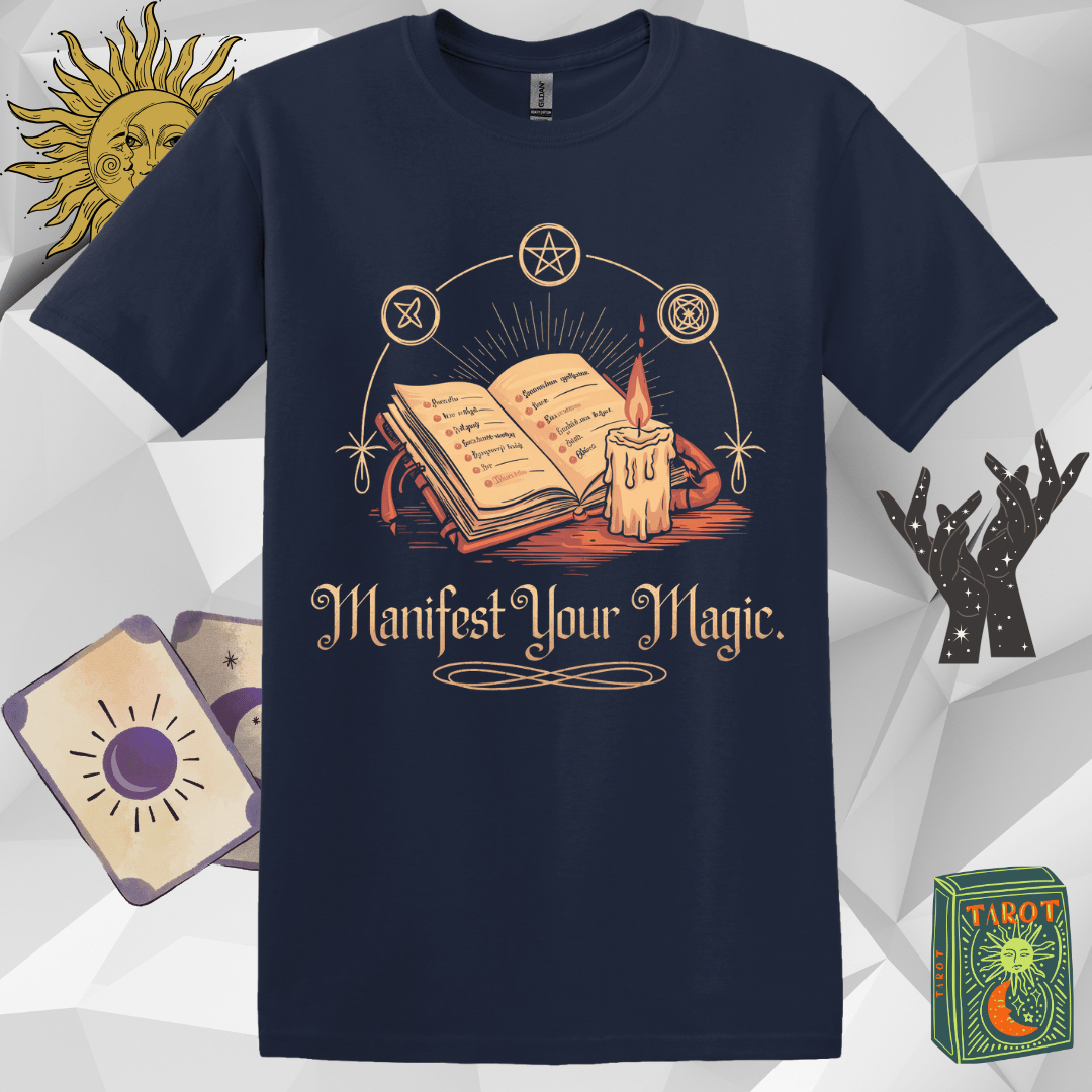 Spellbook T-Shirt - Manifest Your Magic Design