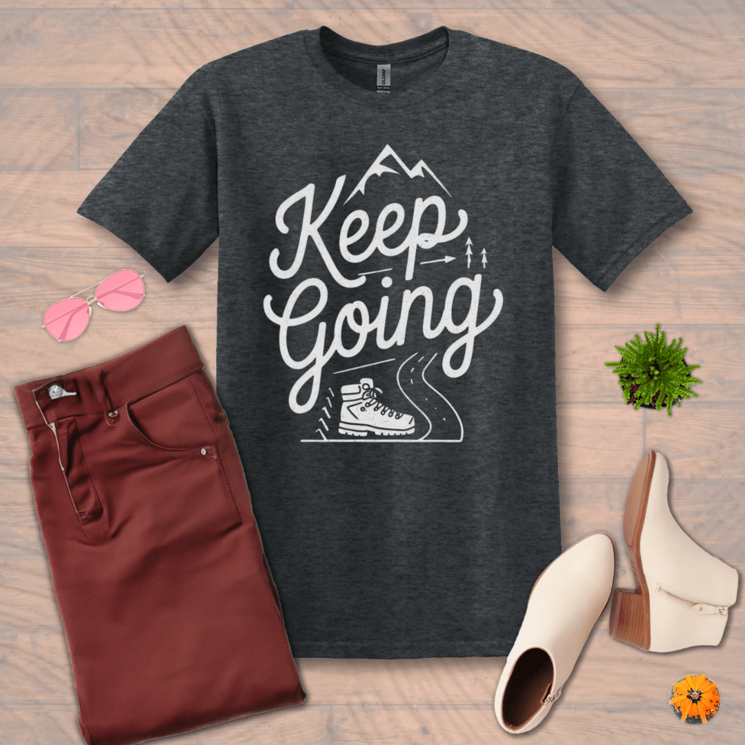 Inspire and Motivate, Uplifting T-shirt with quote: "Keep Going"