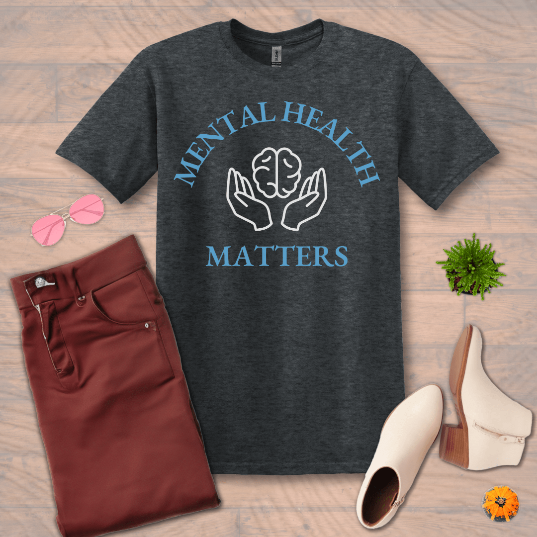 Inspire and Motivate, Uplifting T-shirt with quote: "Mental Health Matters"