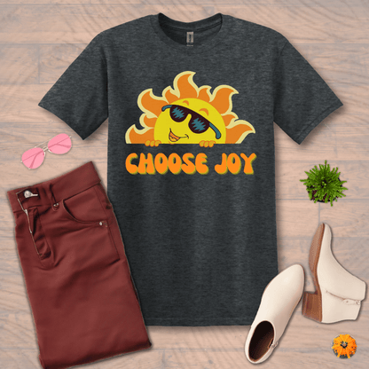 Inspire and Motivate, Uplifting T-shirt with quote: "Choose Joy"