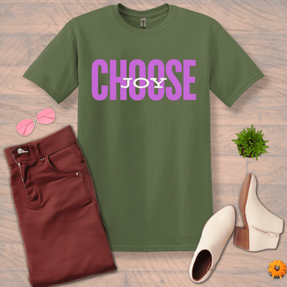 Inspire and Motivate, Uplifting T-shirt with quote: "Choose Joy"