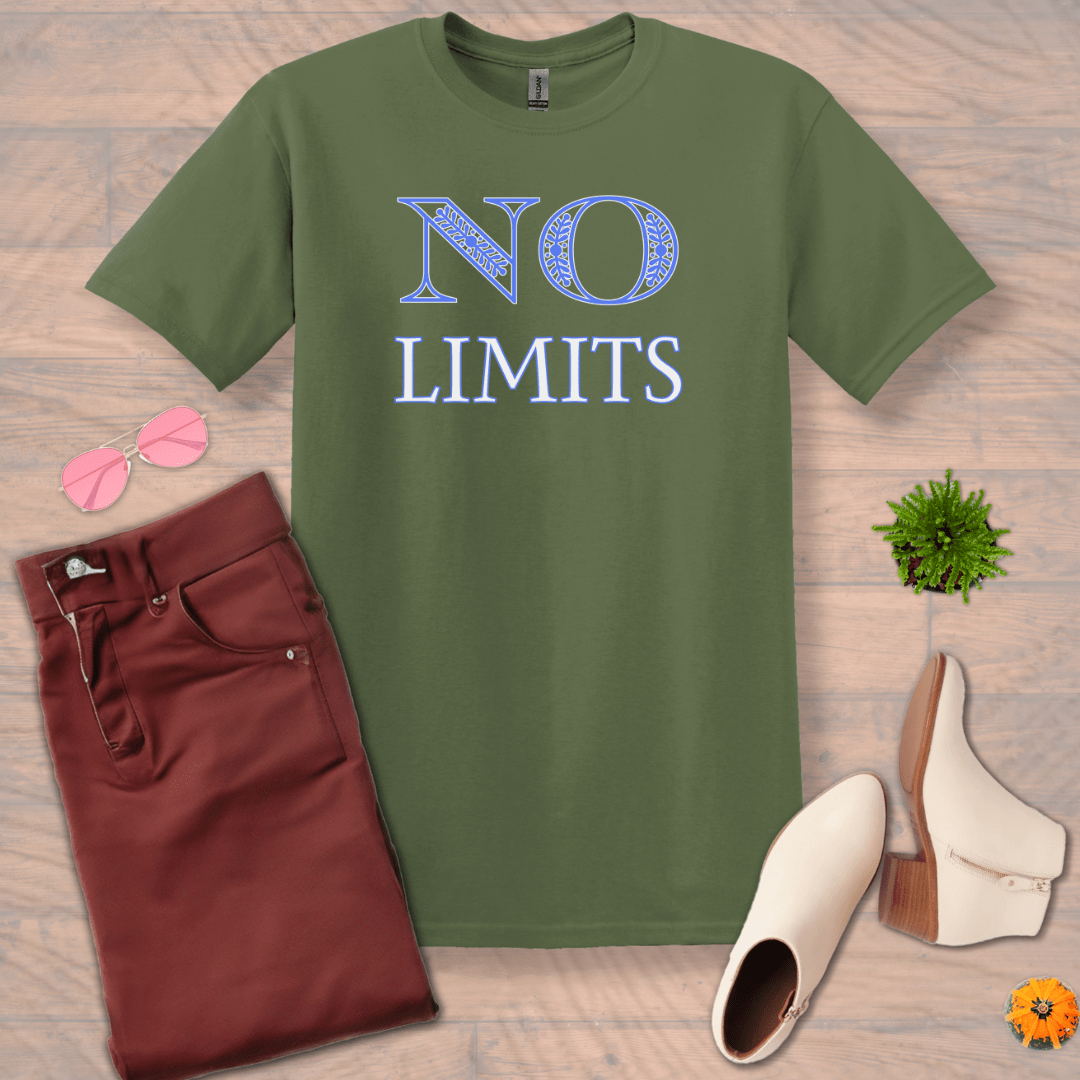 Inspire and Motivate, Uplifting T-shirt with quote: "NO Limits"