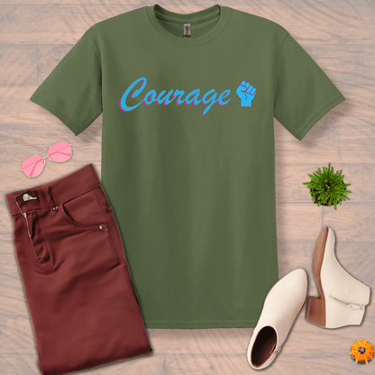 Inspire and Motivate, Uplifting T-shirt with quote: "Courage"