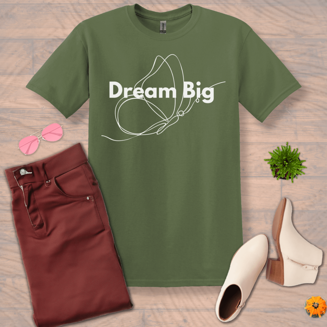 Inspire and Motivate, Uplifting T-shirt with quote: "Dream Big"