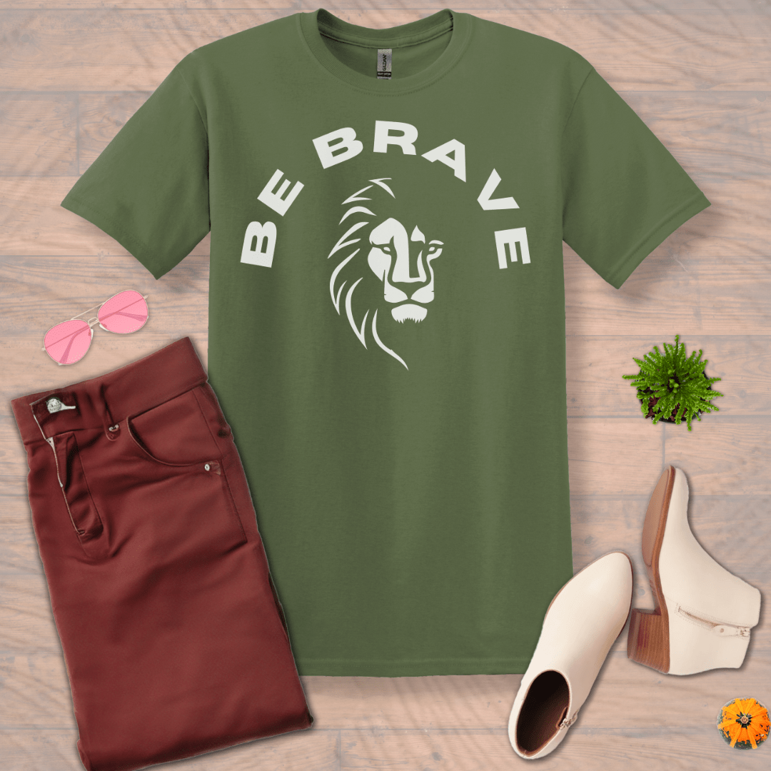 Inspire and Motivate, Uplifting T-shirt with quote: "Be Brave"