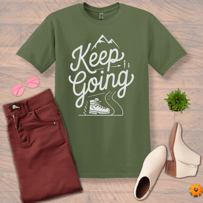 Inspire and Motivate, Uplifting T-shirt with quote: "Keep Going"