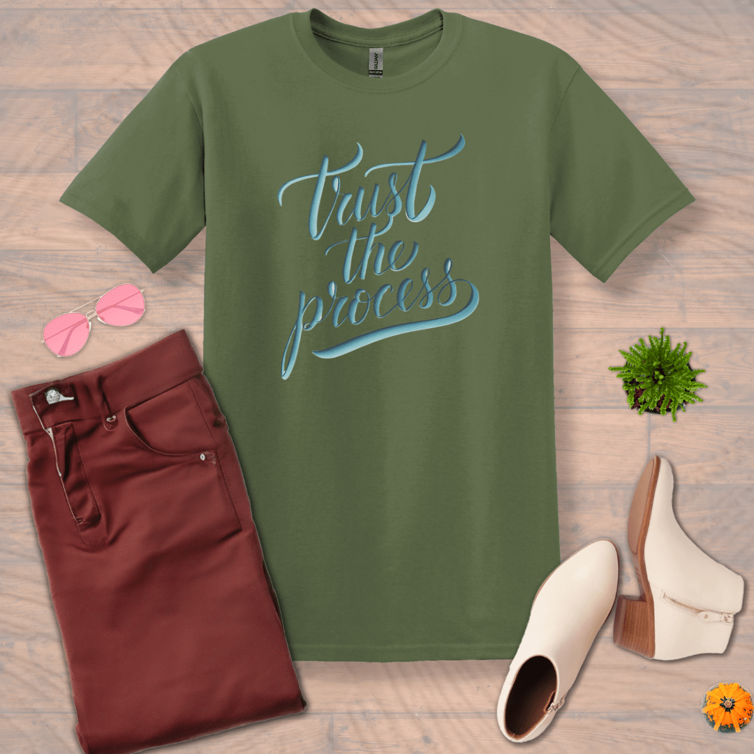 Inspire and Motivate, Uplifting T-shirt with quote: "Trust The Process"