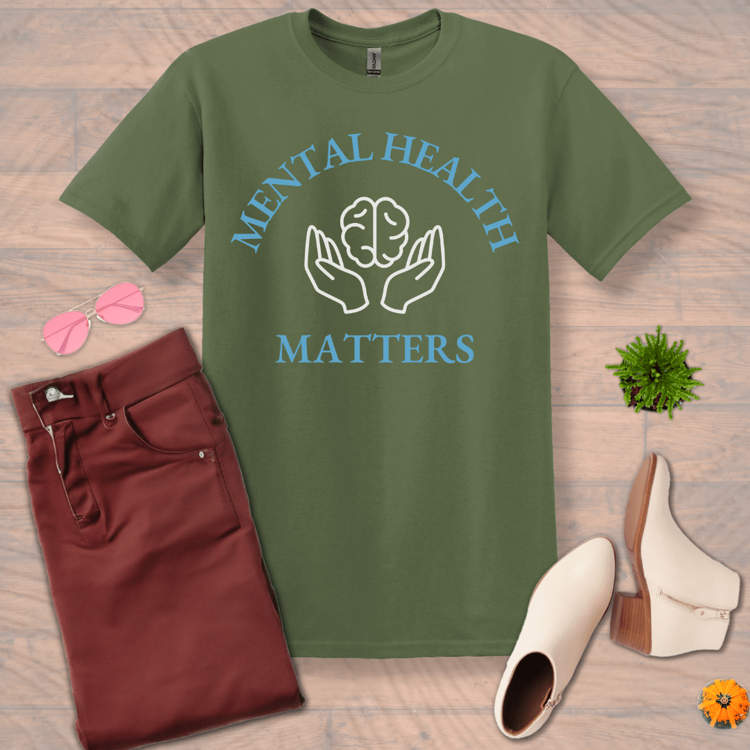 Inspire and Motivate, Uplifting T-shirt with quote: "Mental Health Matters"