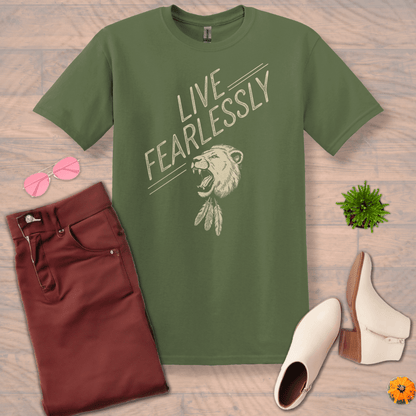 Inspire and Motivate, Uplifting T-shirt with quote: "Live Fearlessly"