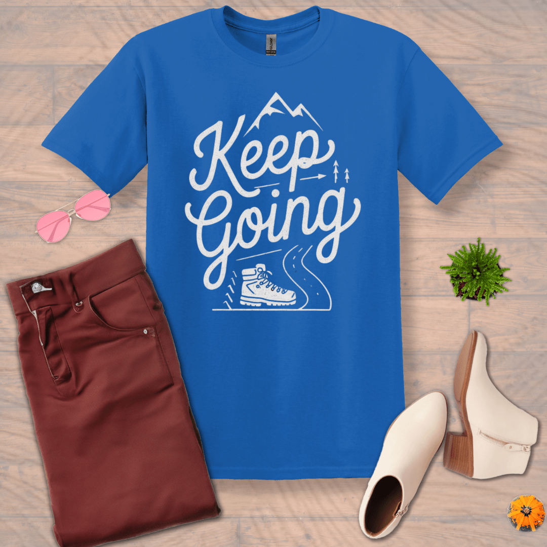 Inspire and Motivate, Uplifting T-shirt with quote: "Keep Going"