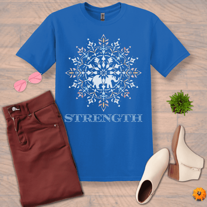 Inspire and Motivate, Uplifting Mandala T-shirt with quote: "Strength"