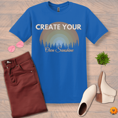 Inspire and Motivate, Uplifting T-shirt with quote: "Creat Your Own Sunshine"