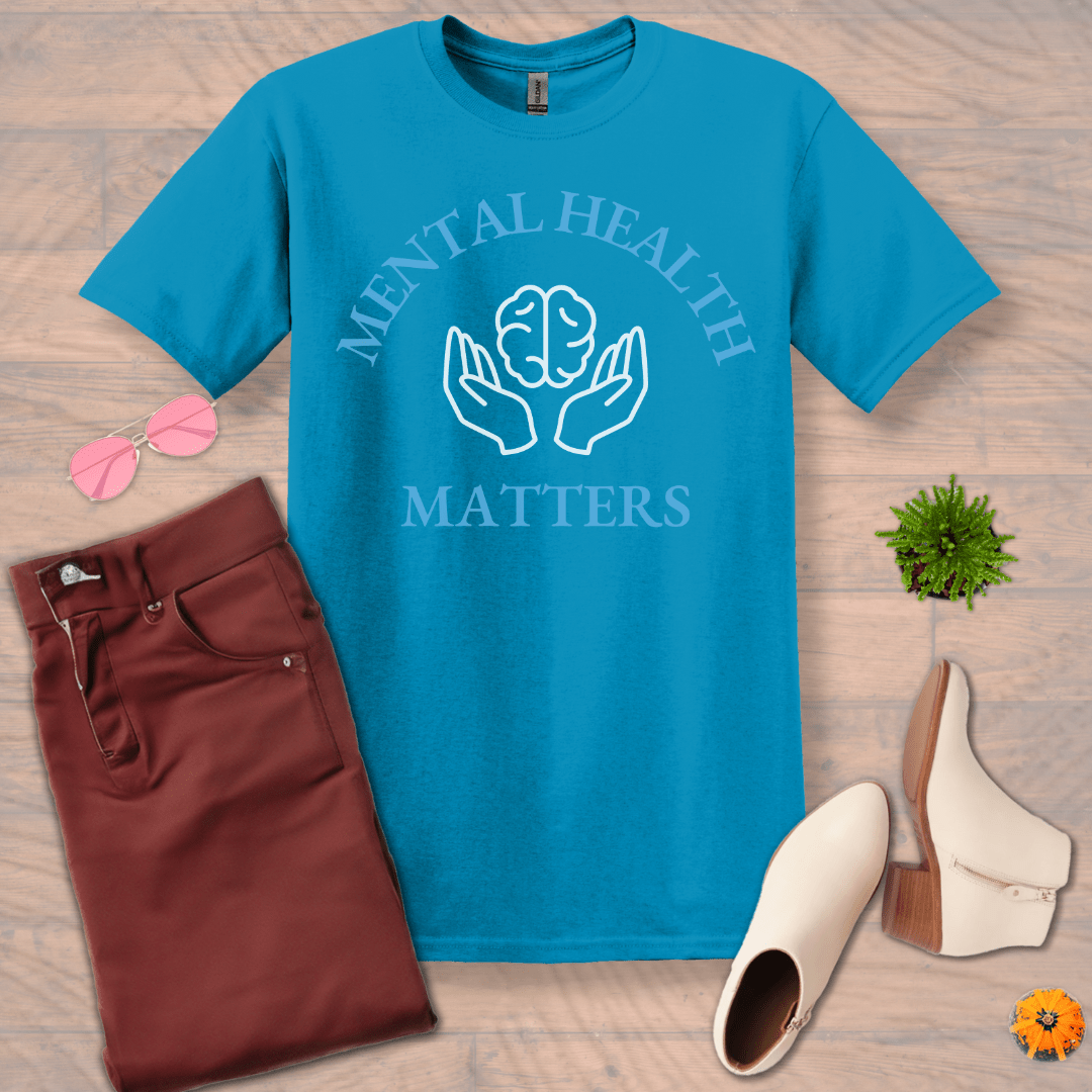 Inspire and Motivate, Uplifting T-shirt with quote: "Mental Health Matters"