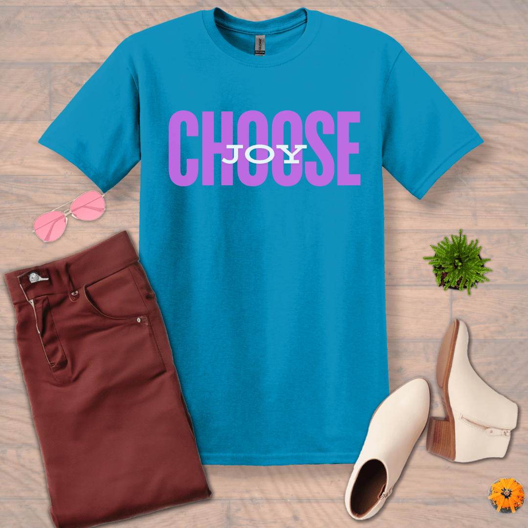 Inspire and Motivate, Uplifting T-shirt with quote: "Choose Joy"