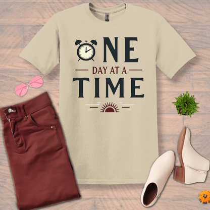 Inspire and Motivate, Uplifting T-shirt with quote: "One Day At A Time"