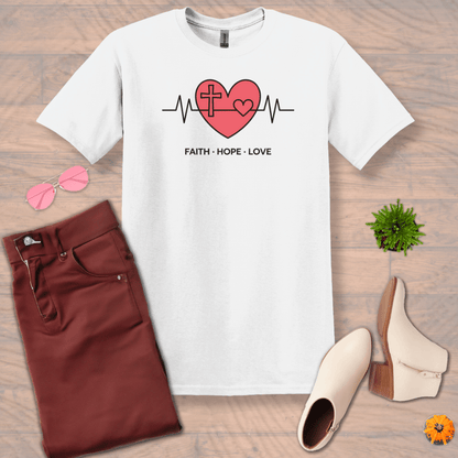 Inspire and Motivate, Uplifting T-shirt with quote: "FAITH HOPE LOVE"