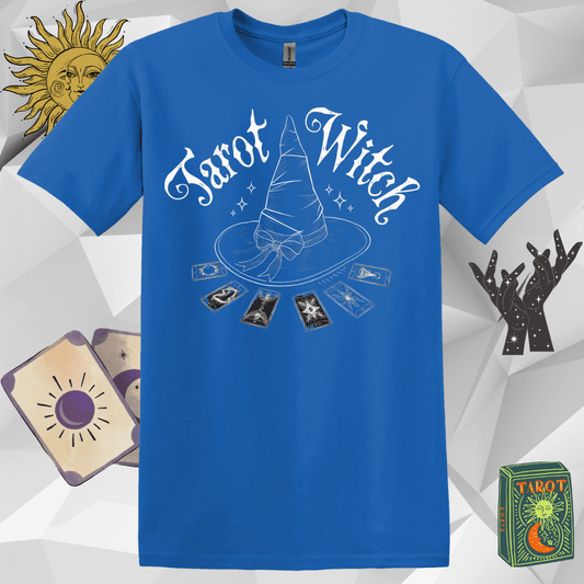 Tarot Witch Hat Unisex T-Shirt with Tarot Cards Design