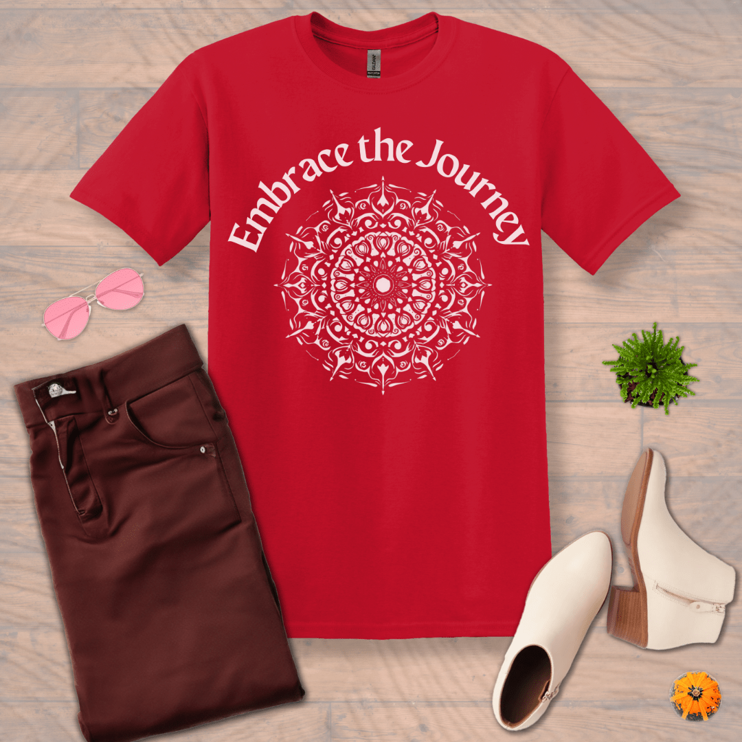 Inspire and Motivate, Uplifting T-shirt with quote: "Embrace The Journey"