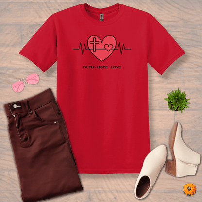 Inspire and Motivate, Uplifting T-shirt with quote: "FAITH HOPE LOVE"