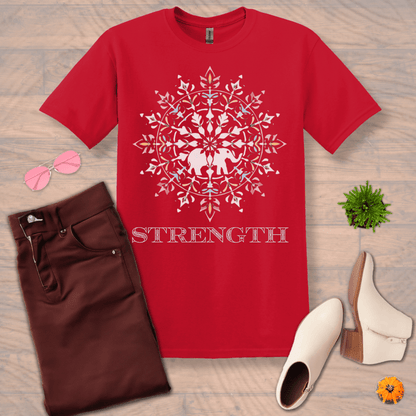 Inspire and Motivate, Uplifting Mandala T-shirt with quote: "Strength"