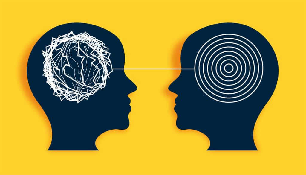 Illustration of two human heads showing brain and focus points, emphasizing injury prevention strate.